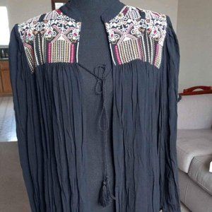 Anthropologie Embroidered, Black Kimono Style Jacket